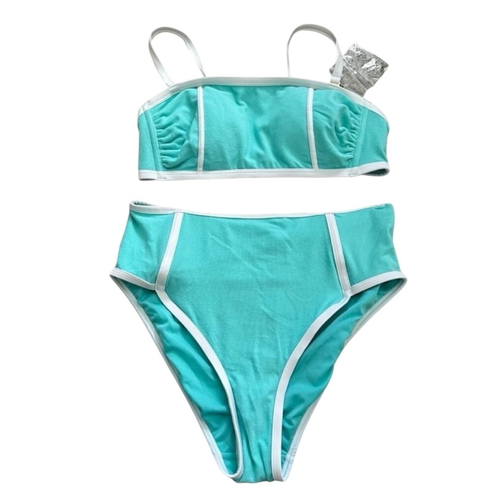 Kona Sol Turquoise Terry Cloth Bikini Set NEW